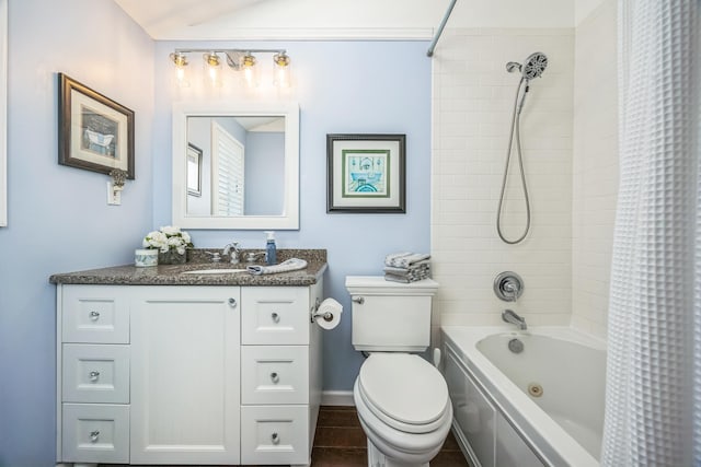 26 Forte Ave, Old Bethpage, NY 11804 - full bathroom with toilet, shower / tub combo, vanity, and baseboards