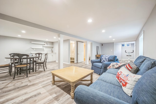 26 Forte Ave, Old Bethpage, NY 11804 - living room with light wood finished floors, recessed lighting, and baseboards