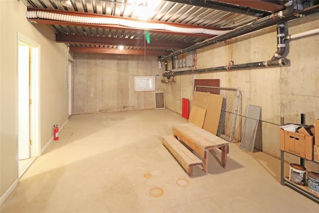 view of unfinished basement