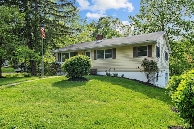 315 Scotchtown Rd, Goshen, NY 10924 - ranch-style house with a chimney and a front lawn