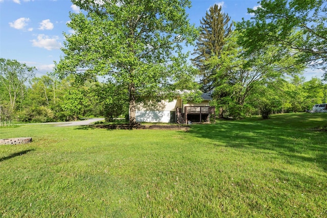 315 Scotchtown Rd, Goshen, NY 10924 - view of grassy yard with a wooden deck and stairs