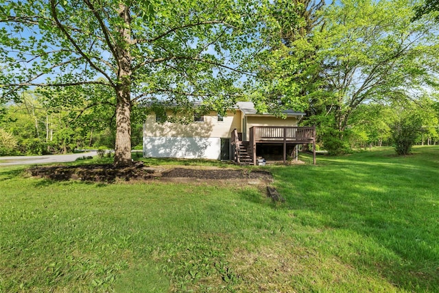 315 Scotchtown Rd, Goshen, NY 10924 - view of green lawn featuring stairs and a deck