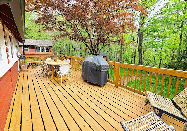 112 E Thompson Pl, Smallwood, NY 12778 - wooden deck with outdoor dining space and grilling area
