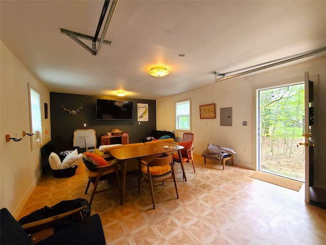 112 E Thompson Pl, Smallwood, NY 12778 - dining room with electric panel, baseboards, and light flooring