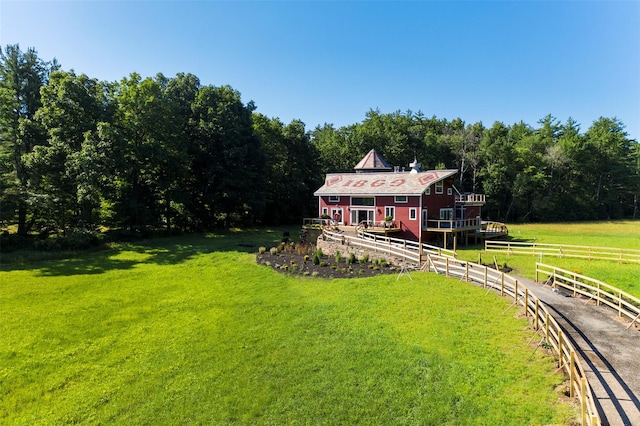 5 Downer Ln, Woodstock, NY 12498 - exterior space featuring a lawn, a view of trees, and fence