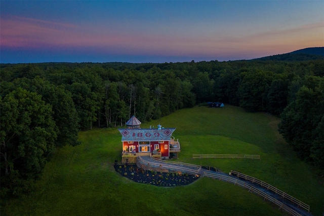 5 Downer Ln, Woodstock, NY 12498 - aerial view at dusk with a rural view and a view of trees