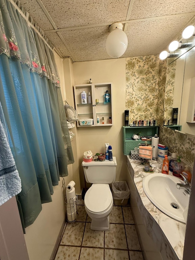 17 Springside Ave, Poughkeepsie, NY 12603 - bathroom with toilet, vanity, and tile patterned floors