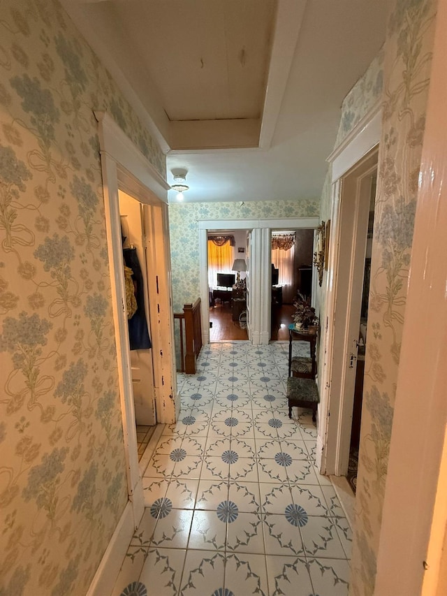 17 Springside Ave, Poughkeepsie, NY 12603 - hallway with wallpapered walls