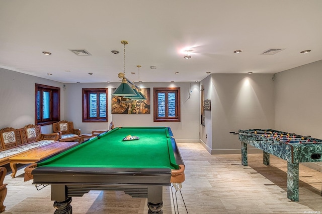959 S End Rd, Woodmere, NY 11598 - recreation room featuring billiards table, baseboards, and recessed lighting
