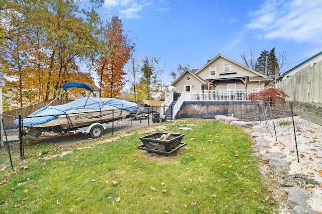 view of yard with a gazebo and a fenced backyard