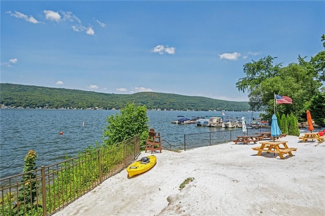 property view of water with a view of trees