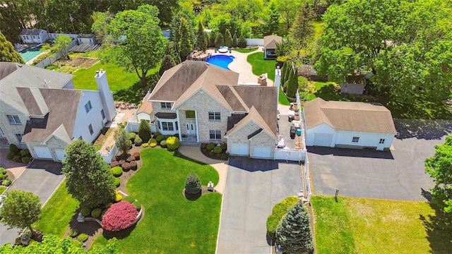 4 Millennium Ct, Bohemia, NY 11716 - aerial view of property and surrounding area with a pool area