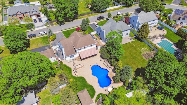 4 Millennium Ct, Bohemia, NY 11716 - aerial view of property and surrounding area featuring nearby suburban area and a pool area