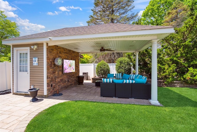 4 Millennium Ct, Bohemia, NY 11716 - view of patio / terrace with ceiling fan and an outdoor hangout area