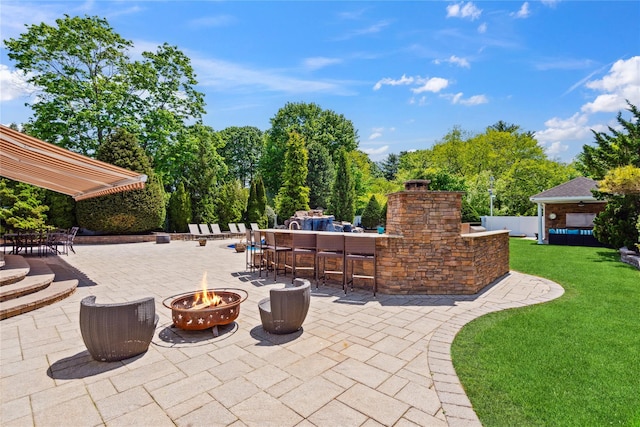 4 Millennium Ct, Bohemia, NY 11716 - view of patio with a fire pit
