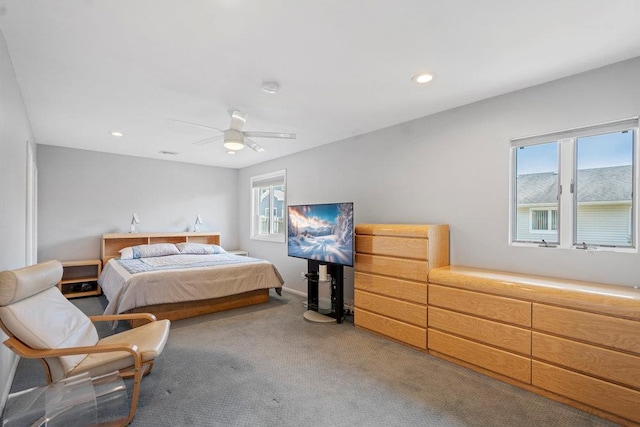 214 Central Park Rd, Plainview, NY 11803 - carpeted bedroom with multiple windows, a ceiling fan, recessed lighting, and baseboards