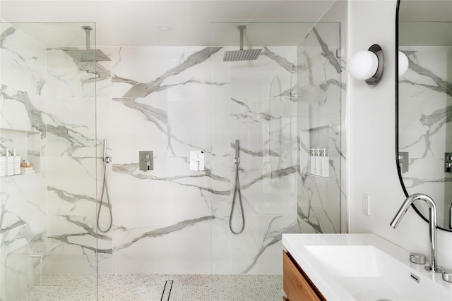 825 County Route 6, High Falls, NY 12440 - bathroom featuring a marble finish shower and vanity