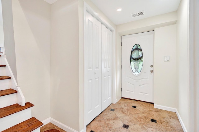 22 Chauncey St, Tuckahoe, NY 10707 - foyer featuring baseboards, stairway, and recessed lighting