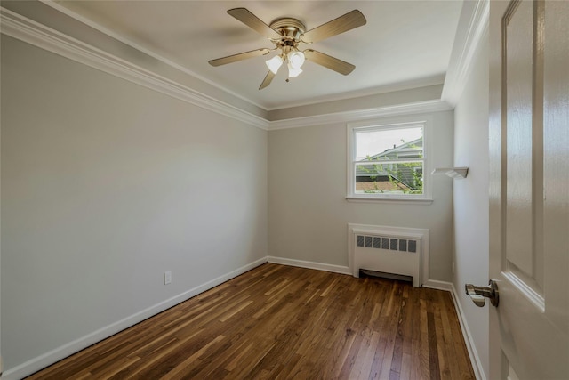 311 Atlantic, Massapequa Park, NY 11762 - spare room featuring radiator, dark wood-style floors, crown molding, and baseboards