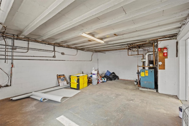 247 Osborne Hill Rd, Fishkill, NY 12524 - unfinished basement featuring a heating unit and concrete block wall