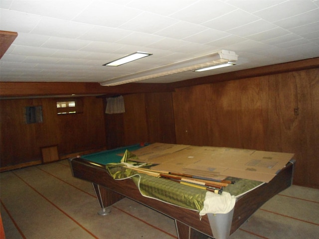 212 Wensley Ln, East Islip, NY 11730 - recreation room with wooden walls, billiards, and tile patterned flooring