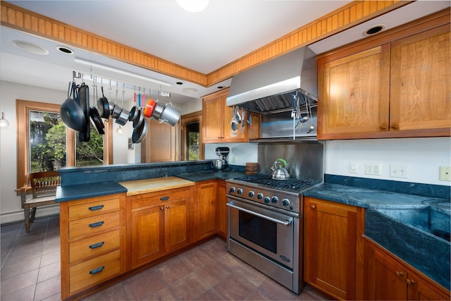 11 Louie Way, Woodstock, NY 12498 - kitchen featuring stainless steel range and brown cabinets
