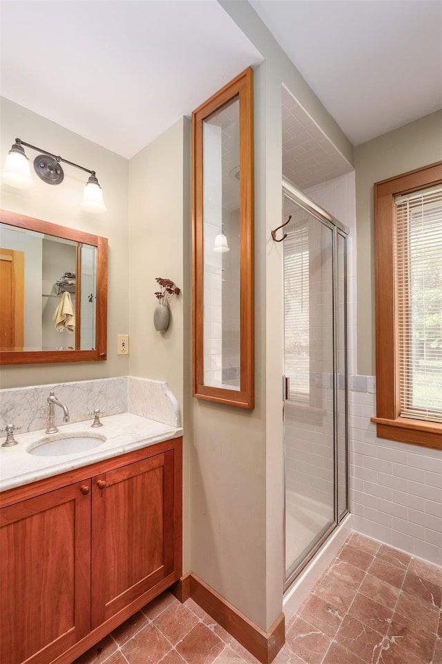 11 Louie Way, Woodstock, NY 12498 - bathroom featuring a shower stall, vanity, and baseboards