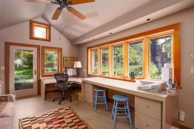 11 Louie Way, Woodstock, NY 12498 - office with lofted ceiling, a ceiling fan, and light colored carpet