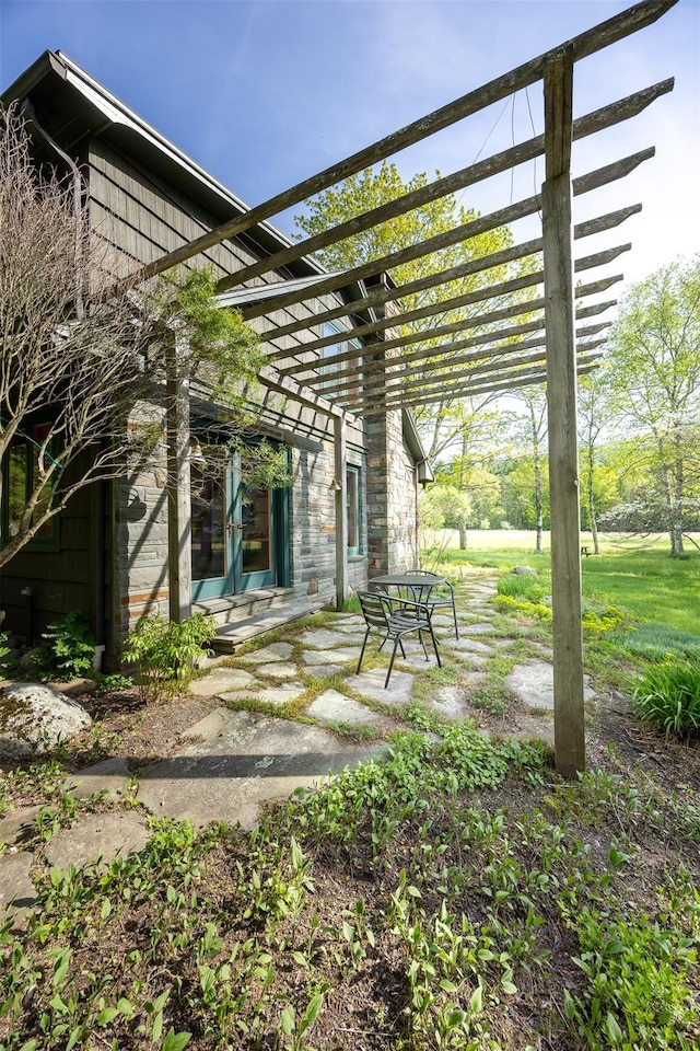 11 Louie Way, Woodstock, NY 12498 - view of patio with french doors and a pergola