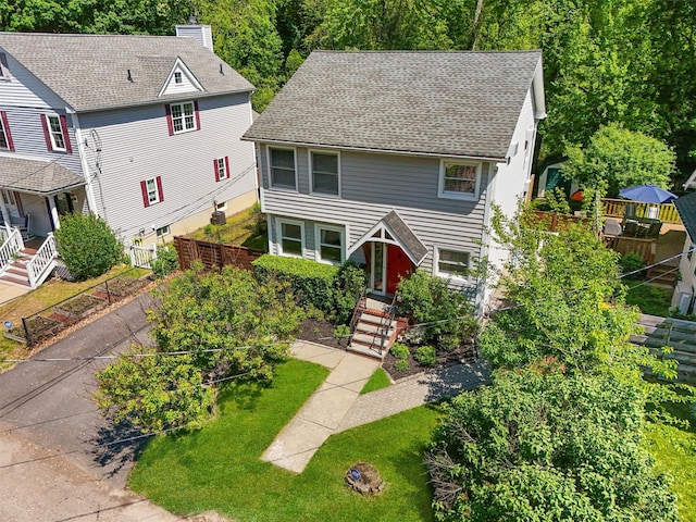 32 Lafayette Ave, Beacon, NY 12508 - view of front of property with a shingled roof and a chimney