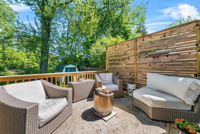 32 Lafayette Ave, Beacon, NY 12508 - deck featuring a storage shed