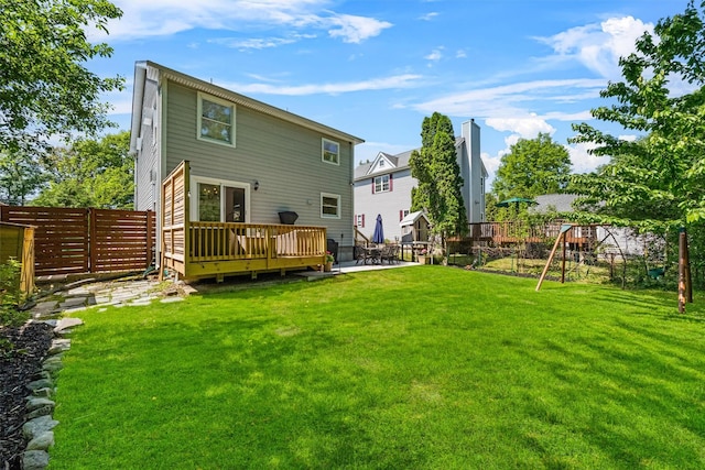32 Lafayette Ave, Beacon, NY 12508 - rear view of property with a wooden deck, a fenced backyard, and a patio area