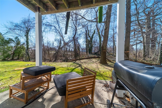 240-48 Oak Park Dr Unit A, Douglaston, NY 11362 - view of patio featuring a grill and view of wooded area