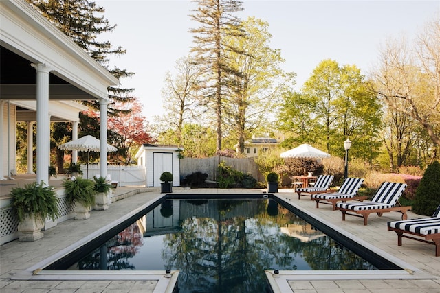 view of pool featuring a patio area and a fenced backyard