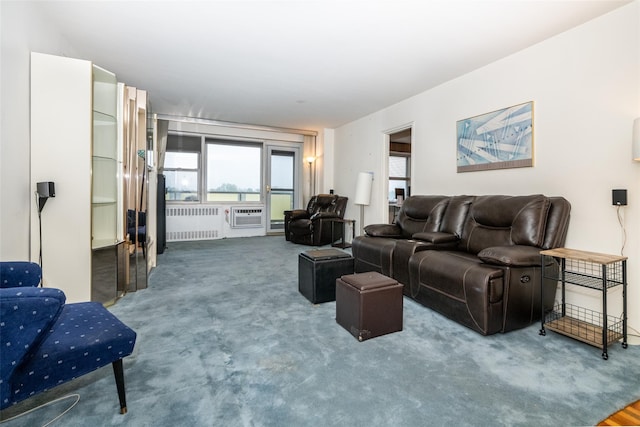 1841 Central Park Ave Unit 8E, Yonkers, NY 10710 - carpeted living room featuring radiator and an AC wall unit
