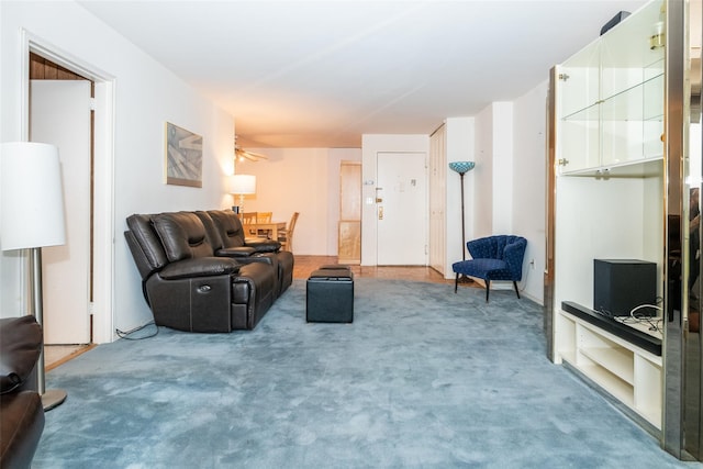 1841 Central Park Ave Unit 8E, Yonkers, NY 10710 - carpeted living room with a ceiling fan