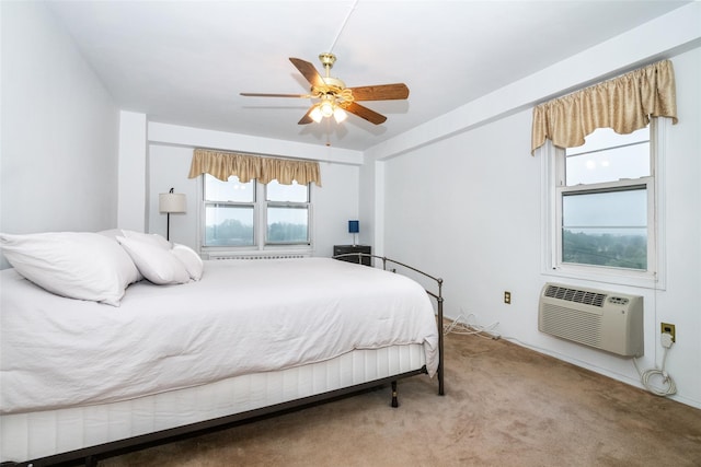 1841 Central Park Ave Unit 8E, Yonkers, NY 10710 - bedroom with carpet flooring, a ceiling fan, and a wall mounted air conditioner