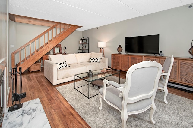 680 W Boston Post Rd Unit 3R, Mamaroneck, NY 10543 - living room with wood finished floors and stairway