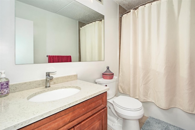 680 W Boston Post Rd Unit 3R, Mamaroneck, NY 10543 - bathroom featuring toilet, vanity, shower / bathtub combination with curtain, and a textured ceiling