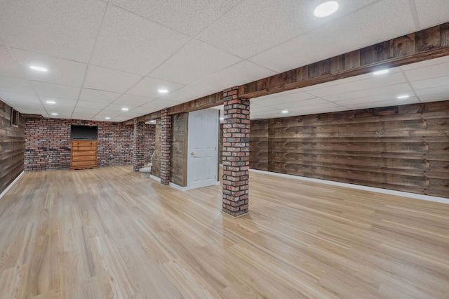 7 Jacqueline Ct, Port Jefferson Station, NY 11776 - finished below grade area featuring a paneled ceiling and light wood-style flooring