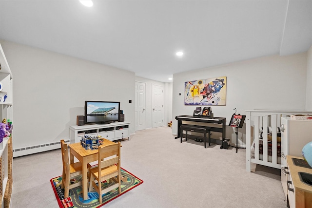 8 Wolf Rd, Croton-On-Hudson, NY 10520 - living room with baseboard heating, carpet, and recessed lighting