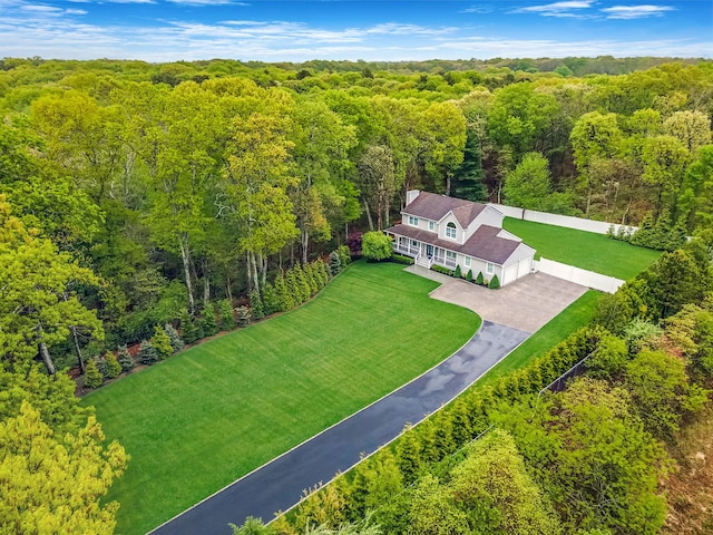 56 N Woods Rd, Baiting Hollow, NY 11933 - aerial view of property and surrounding area featuring a heavily wooded area