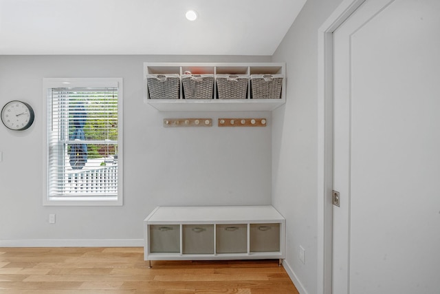 56 N Woods Rd, Baiting Hollow, NY 11933 - mudroom featuring wood finished floors, baseboards, and recessed lighting