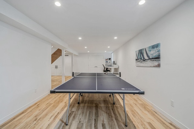 56 N Woods Rd, Baiting Hollow, NY 11933 - playroom featuring recessed lighting, baseboards, and wood finished floors