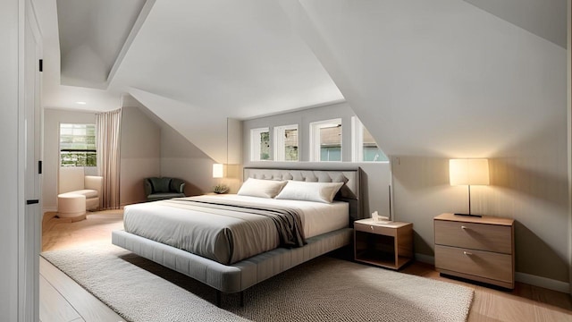 2227 Boller Ave, Bronx, NY 10475 - bedroom featuring vaulted ceiling, light wood-style flooring, and baseboards