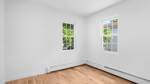 2227 Boller Ave, Bronx, NY 10475 - spare room with healthy amount of natural light, light wood-style flooring, a baseboard heating unit, and baseboards