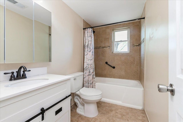 152 Artist Lake Dr Unit 152, Middle Island, NY 11953 - bathroom featuring vanity, toilet, shower / bath combo with shower curtain, and tile patterned floors