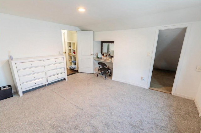 bedroom with carpet, baseboards, and recessed lighting