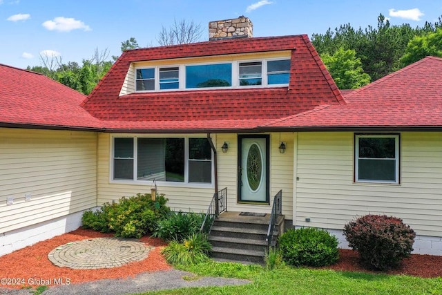 346 Gifford Hollow Rd, Call Listing Agent, NY 12023 - view of front facade featuring a chimney and a shingled roof