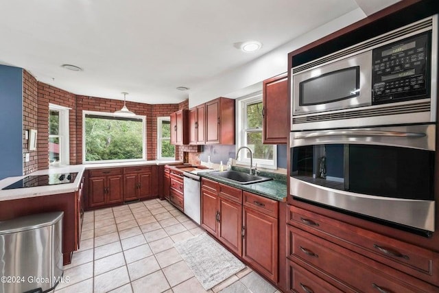 346 Gifford Hollow Rd, Call Listing Agent, NY 12023 - kitchen with a sink, appliances with stainless steel finishes, light tile patterned floors, and pendant lighting